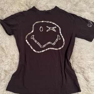 H&M Dark Gray T-Shirt with Smiley Face